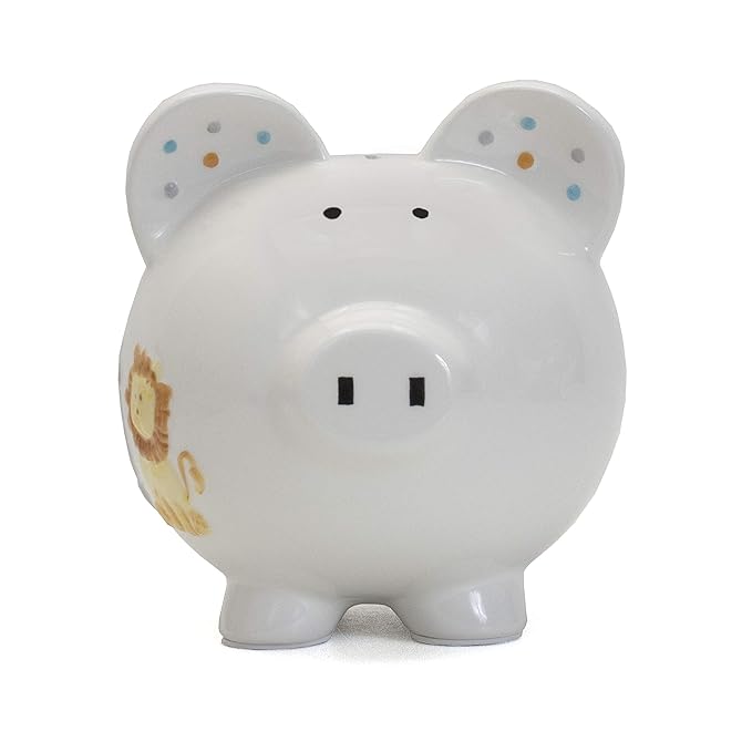 Child to Cherish Ceramic Piggy Bank for Boys, Sweet Safari