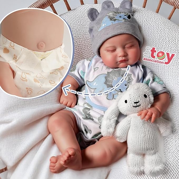 BABESIDE Lifelike Reborn Baby Dolls - 20 Inch Realistic Newborn Baby Dolls Boy Real Life Baby Dolls Full Body Vinyl Poseable Baby Boy with Feeding Kit Gift Box for Children 3+
