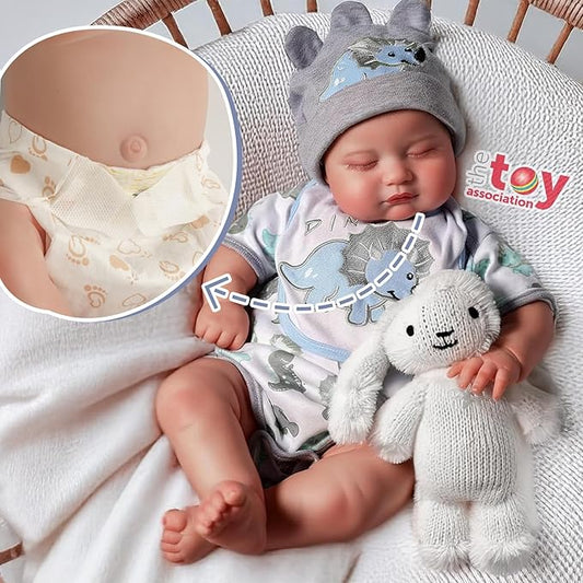BABESIDE Lifelike Reborn Baby Dolls - 20 Inch Realistic Newborn Baby Dolls Boy Real Life Baby Dolls Full Body Vinyl Poseable Baby Boy with Feeding Kit Gift Box for Children 3+