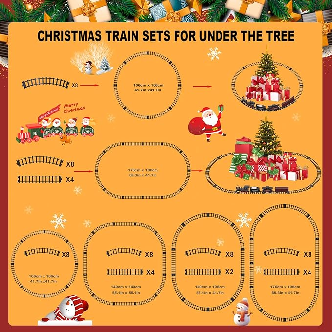 Remote Control Train Set for Kids Electric Steam Engine Locomotive, Cargo Car & Tracks,Trains w/Realistic Smoke,Sounds & Lights,Rechargeable Birthday Gifts for 3 4 5 6 7+ Years Old Boys Girls … …