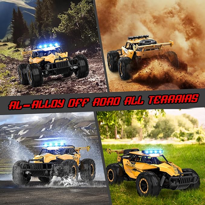 BLUEJAY Remote Control Car for Boys, RC Cars, 1:12 Monster RC Truck Off Road with LED Headlight and Rechargeable Battery Gifts for Adults Boys 8-12