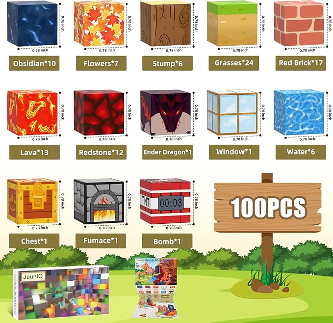 Magnetic Blocks 100 Pcs Magnetic Tiles Building Toys - Construction STEM Sensory Toys for 3-8 Year Old Boys & Girls