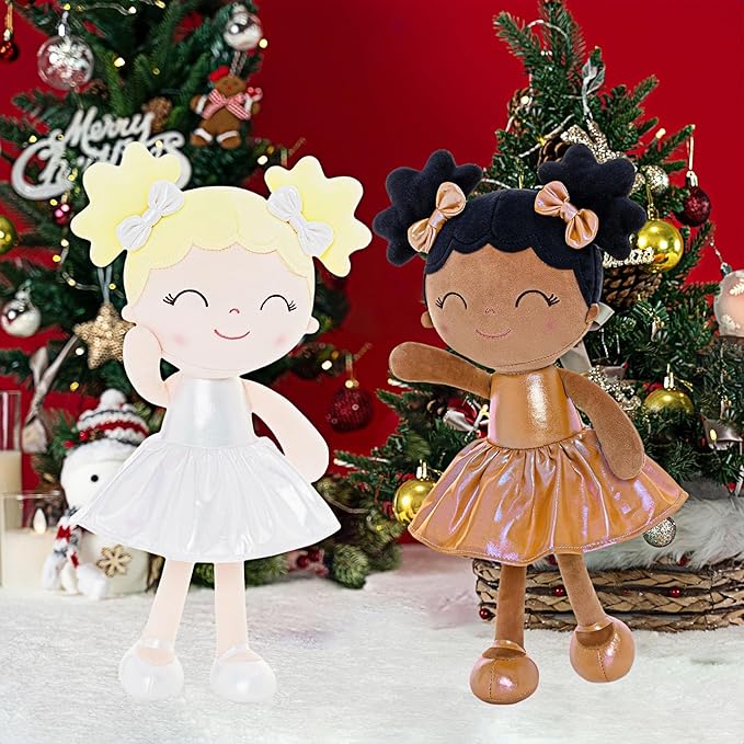 Gloveleya Baby Girl Gifts First Baby Doll Rag Doll Baby Dolls Soft Doll Curvy Illusion Girl Black Gold 12inches