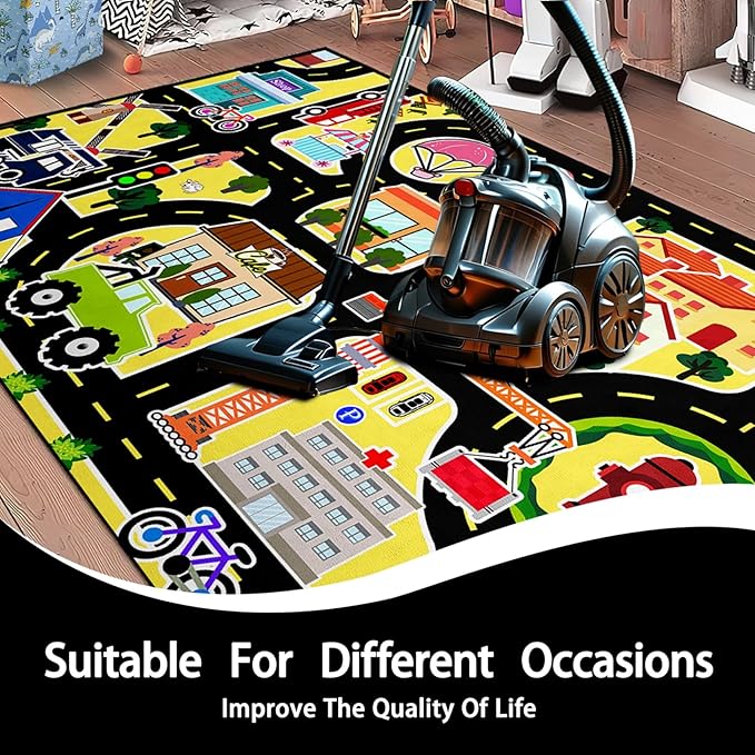 Car Rugs for Kids Toy - Car Track Carpet for Boys Road Rug for Bedroom Road Map Carpet for Kids Toy Play Mat Farm, 3x5 Feet