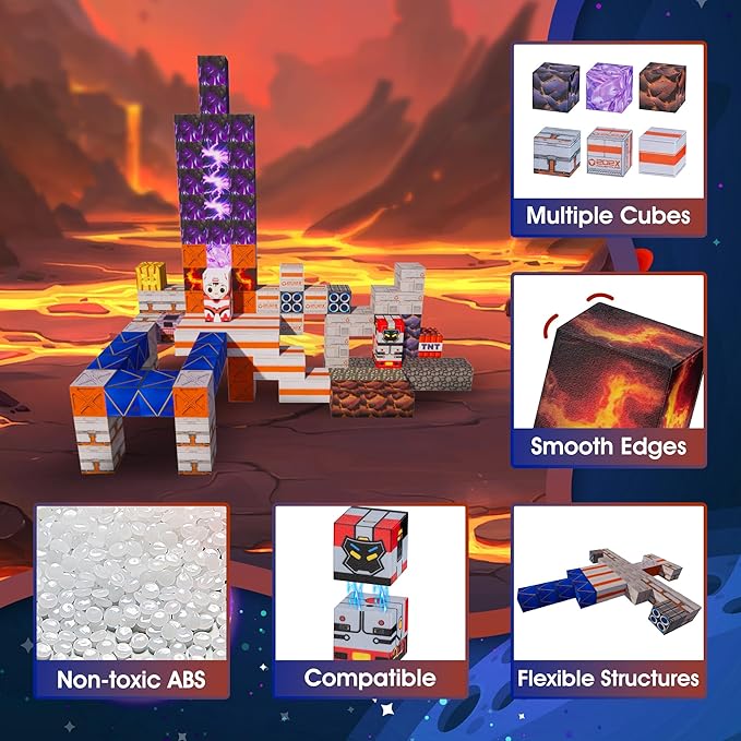 Magnetic Blocks-100pcs Mine Magnet 3D Craft World Set,Magnetic Blocks Le Building go Toys for Kids,STEM Sensory Toys for Toddlers Birthday Gifts,Constructions Toys for Boys & Girls Age 3+