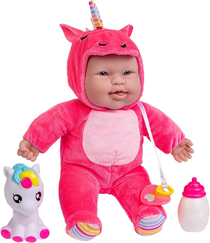 JC Toys Lots to Cuddle Babies 12-inch Small Soft Twin Baby Dolls Unicorn Theme| Washable | Pink and Blue | Includes Play Unicorns, Bottles, Pacifiers| for Children 12 Months +