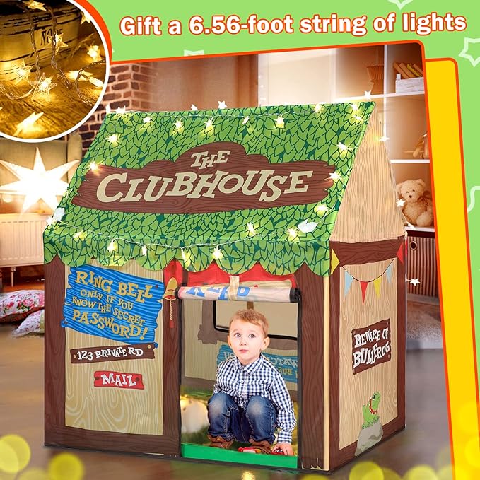 Indoor Kids Play Tents for Toddlers: with Star Lights - Cute Boys Girls Playhouse Tent Kids Fort Children Toys Tent for Christmas Birthaday