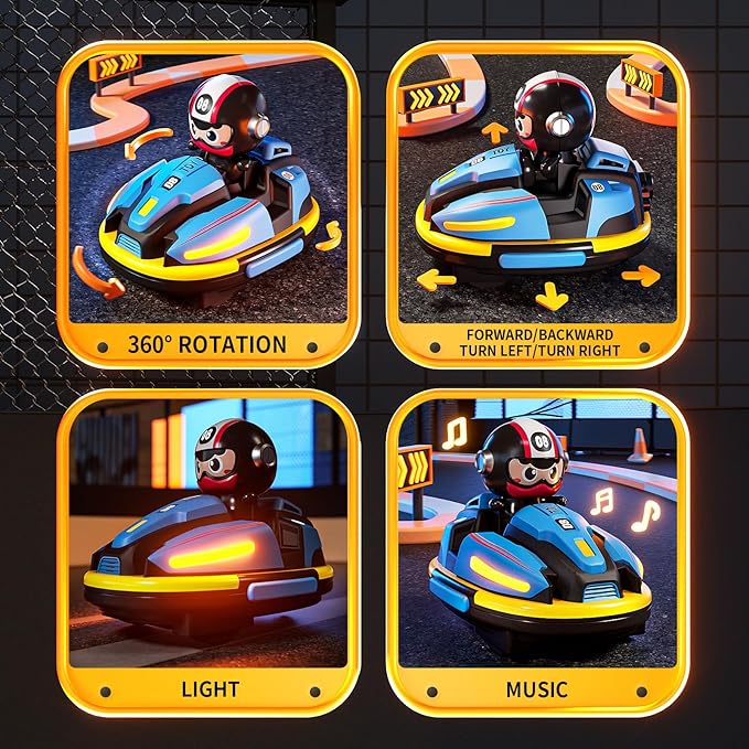 RC Bumper Cars Set for 2 Players, 2.4 GHz Remote Control Battle Race Cars With Light & Music, Toys for Toddlers Girls Boys Age 1-5 Years, Christmas Birthday Gift