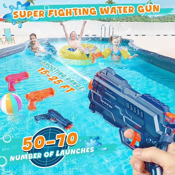 Water Gun Squirt Toy for Kids: Super Water Guns for Kids Age 5 8 12 Boys Girls Adults - Small Outdoor Water Guns Toys for Pool Beach Swimming Summer Games Yard Party (6 Pack)