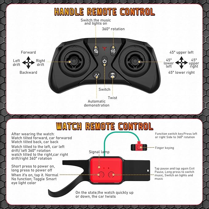 Gesture RC Cars, Hand Controlled Stunt Car for 6-12 yr Kids, 2.4GHz Gesture Sensor Remote Control Cars, 4WD Double Sided Stunt RC Twist Car with Light Music for Boys Girls Birthday Xmas Gift