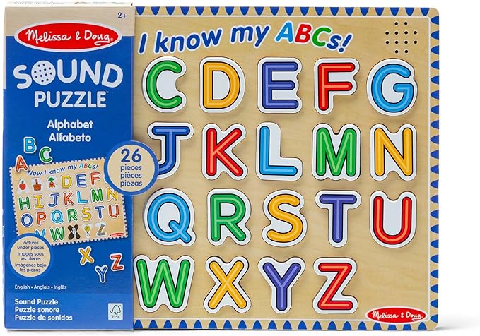 Melissa & Doug Wooden Alphabet Sound Puzzle - Wooden Puzzle with Sound Effects (26 pcs) - FSC Certified