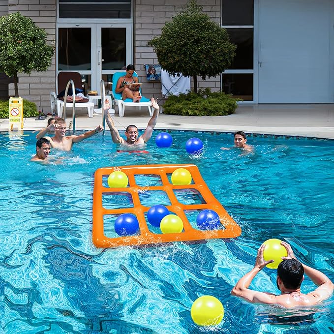 Pool Toys Games Set- Inflatable Pool Toy with 10 Balls - for Adults Teens Kids 2-10 Players