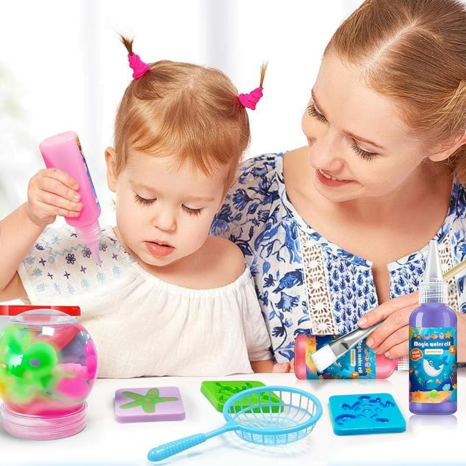 Magic Water Elf Toy Kit, Aqua Fairy Water Gel Kit for Kids, Squishy Maker with 20 DIY Models and 20 Colors, Magic Gel Water Pets Compatible with Boys & Girls Gift Aged 3+