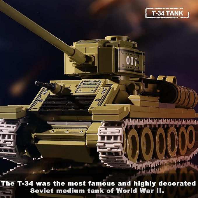 WW2 Army Tanks Toy Building Kit Compatible with Lego, Create a Soviet T-34 Tank & a German Panzer 38(t) Tank, Great Military Model Toys Gift for Boys, Kids, and Teens Age 8+ (1008 Pieces)