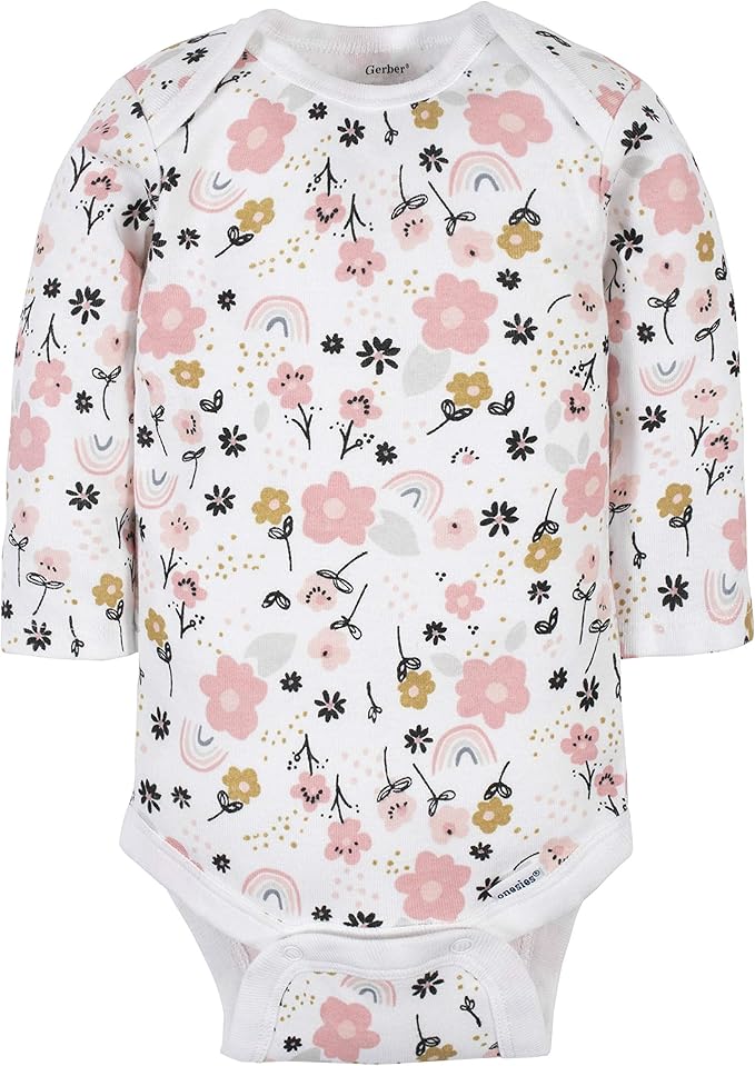 Gerber Baby Girls' 6-Pack Long-Sleeve Onesies Bodysuits