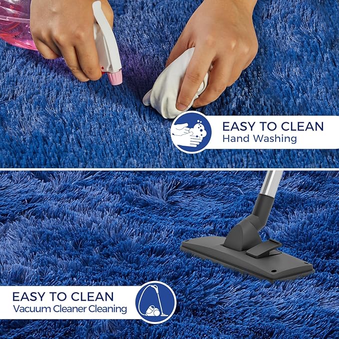 Ultra Soft Rug for Living Room, 5X8 Fluffy Shag Area Rug for Bedroom, Modern Shaggy Carpets Fuzzy Rug for Teens Dorm Nursery Home Decor Aesthetic, Upgrade Anti-Skid Durable, Blue