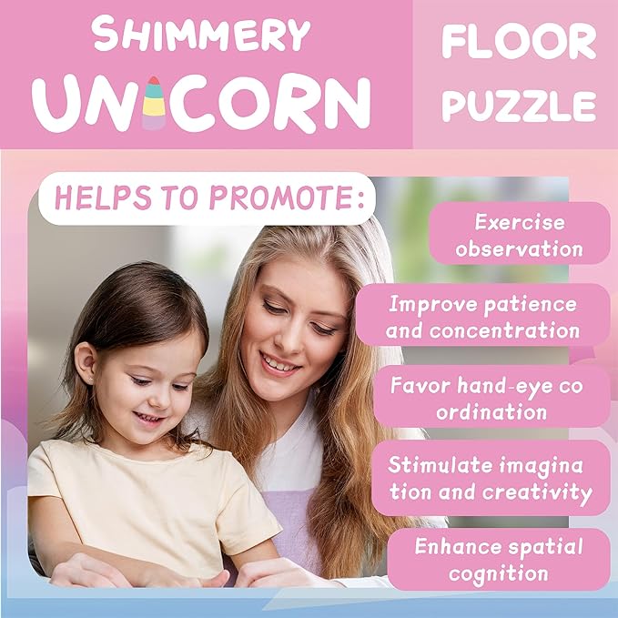 MOMO&LYCHEE Unicorn Floor Puzzles,46 Pieces Jigsaw Puzzles for Kids Ages 4-6,Large Puzzles Toys for Toddler Gift