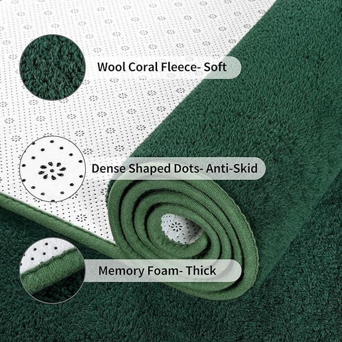 FlyDOIT Area Rugs for Bedroom Living Room, 5x8 Dark Green Super Soft Comfy Thickened Memory-Foam Indoor Carpets, Modern Aesthetic Minimalist Carpet for Boys Girls Adults Apartment Nursery Home Décor