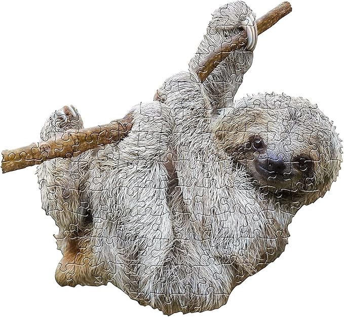 Madd Capp Puzzles Jr. - I AM Lil’ Sloth - 100 Pieces - Animal Shaped Jigsaw Puzzle