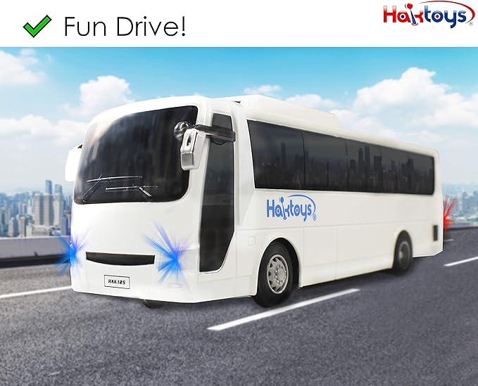 Haktoys RC Remote Control Bus Radio Control High Speed Toy Vehicle Series with Headlights and Taillights | Great Present for Kids, Boys & Girls
