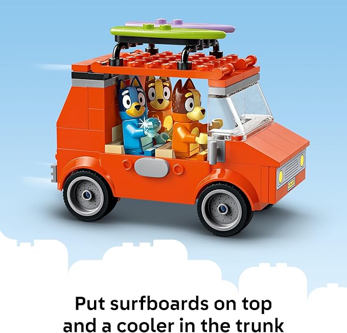 LEGO Bluey: Bluey’s Beach & Family Car Trip - Toddler Learning Toy for Kids 4+ - Includes Bluey, Bingo, and Mum Minifigures - Birthday Gift for Boys and Girls, Ages 4+ - 11202