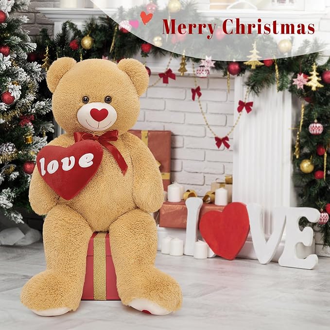 MorisMos Love Heart Giant Teddy Bear, 33inch Red Love Stuffed Animal Large Bear Plush for Girlfriend, Soft Bear Gift for Boyfriend Kids,
