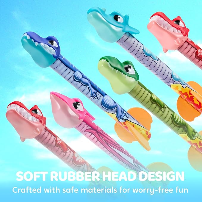 JOYIN Dinosaur Toy Rocket Launcher for Kids, 6 Dinosaur Foam Rockets, Launch up to 100 ft, Family Fun, Birthdays, Gift for Kids Boys 3 4 5 6 7 8 Years Old