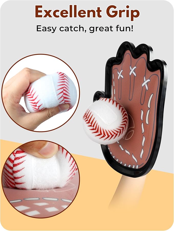 Toss and Catch Ball Game for Kids 3-8, Pool & Beach Ball Game, Outdoor Sports Toy with 2 Soft Sticky Balls & 2 Upgraded Paddles, Ages 3-8+