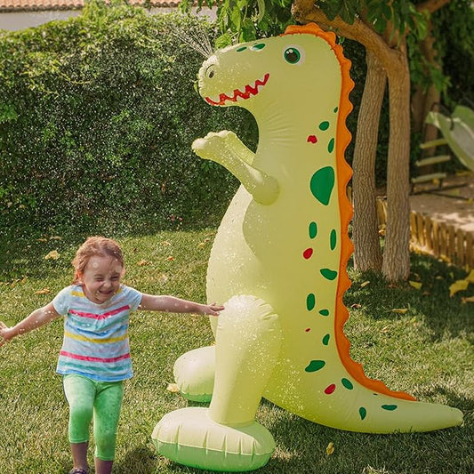Float Joy Sprinkler for Kids Outdoor Play Water Sprinkler Inflatable 5.5ft Giant Dinosaur T-REX Great Gift for Kids and Adults Water Toy for Pool Party Decorations Summer Yard Party