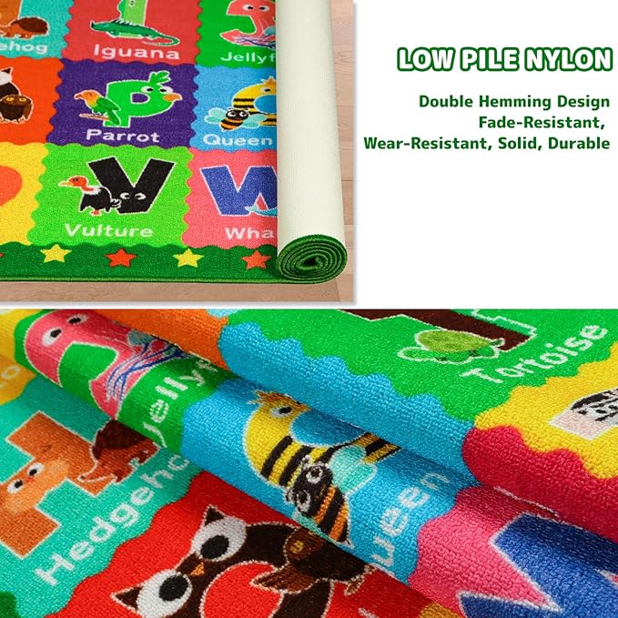 Classroom Rugs, Preschool Rugs for Classroom Elementary, School Learning Seat Area Rug, Non-Slip Educational Classroom Carpet, Washable Kids Rugs for Playroom Nursery (Style 3, 13'x 7'5")