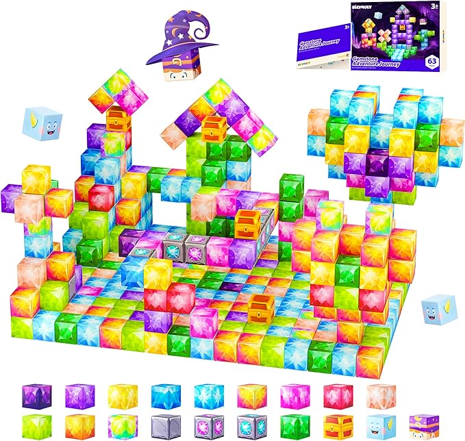 Magnetic Blocks, Jewel Adventures Edition, Magnetic Building Cubes, Boys & Girls Toddler Toys Age 3-5 4-8,Sensory Toy Gift for Kids, Upgraded STEM Gift 1.2 Inches