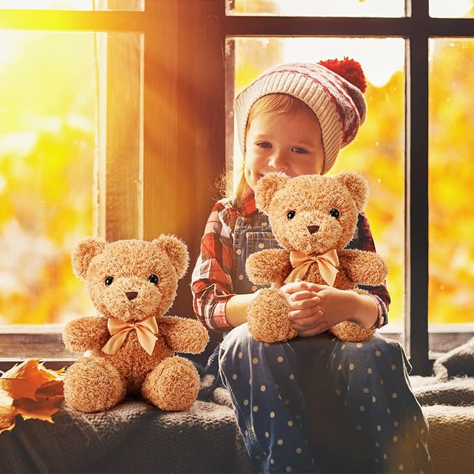 Lenwen 30 Pcs Bear Stuffed Animal Plush Bulk 12 Inch Brown Small Bear Plush Toy Cute Soft Stuffed Bears Doll for Boy Girl Cuddling and Playing Baby Shower Birthday Party Gifts