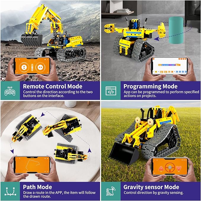 5 in 1 Building Toys STEM Robotics Kit, 430 PCS Blocks RC Robot Erector Sets, APP & Remote Control Excavator Science Kits for Kids Age 6 7 8 9 10 11 12-14, DIY Educational Gift for Boys & Girls