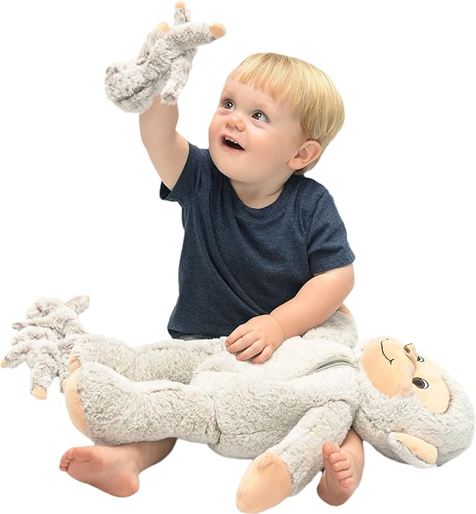 DreamsBe Monkey Stuffed Animal with 3 Baby Monkeys for Boys & Girls - Plush Stuffie with Zippered Pocket for Babies - Monkey Gift for Kids Ages 3 4 5 6 7 8 9 Years
