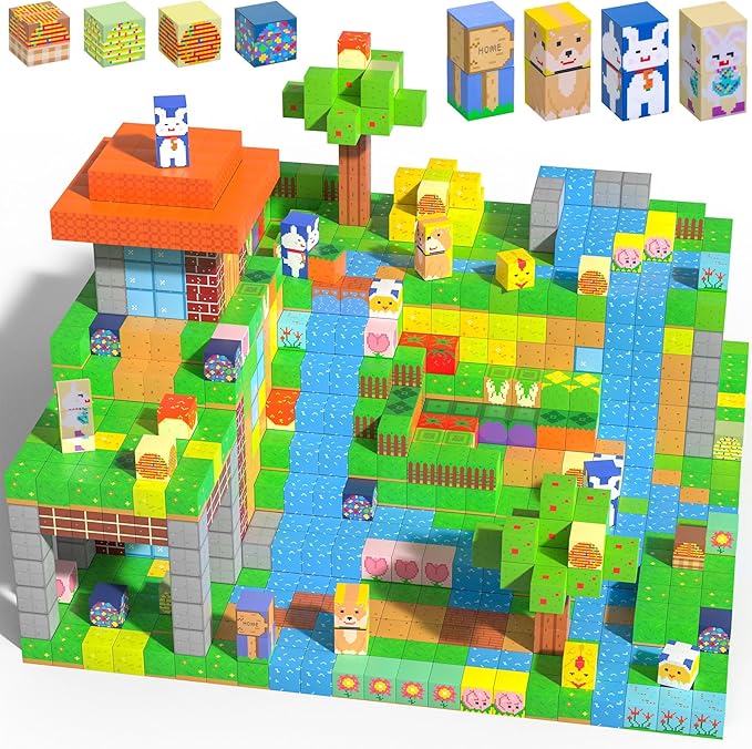 Magnetic Blocks-120PCS Farm Magnetic Building Blocks,STEM Montessori Sensory Toys for Toddlers Kids Boys Girls Ages 3-5 4-8 5-7,Magnets Toy for Toddler 3+ Year Old