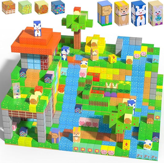 Magnetic Blocks-120PCS Farm Magnetic Building Blocks,STEM Montessori Sensory Toys for Toddlers Kids Boys Girls Ages 3-5 4-8 5-7,Magnets Toy for Toddler 3+ Year Old