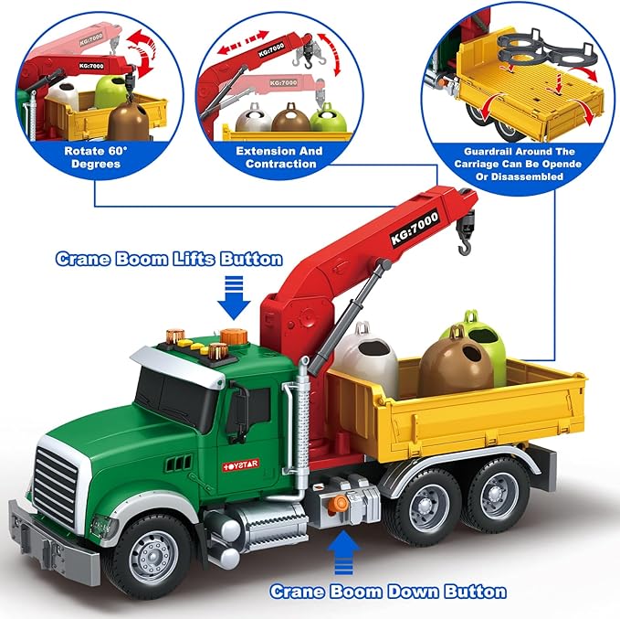 Kids Toys for 3 4 5 6 7 8 Years Old Boys, Large Garbage Sorting Truck Toy, Friction Powered Garbage Recycling Truck with Lights and Sounds, 3 Trash Bins, Birthday Gifts Toys for Toddlers Boys Girls