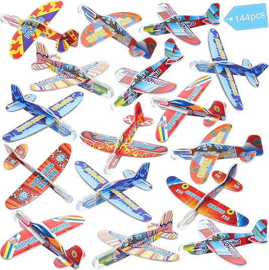 Libima 144 Pcs Foam Airplanes Toy for Kids Bulk Glider Planes Outdoor Flying Toys Airplane Party Favors Individually Wrapped Foam Plane Kit for Birthday Party Carnival Classroom Prizes