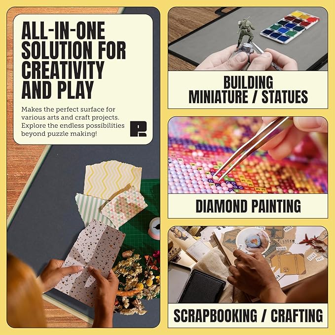 Puzzle Ready Puzzle Board with Drawers & Cover - 1000 Pieces Wooden Jigsaw Puzzle Table Mat with Lazy Susan Spinning Cover & Colorful Sorting Trays for Family - 24”x 30”