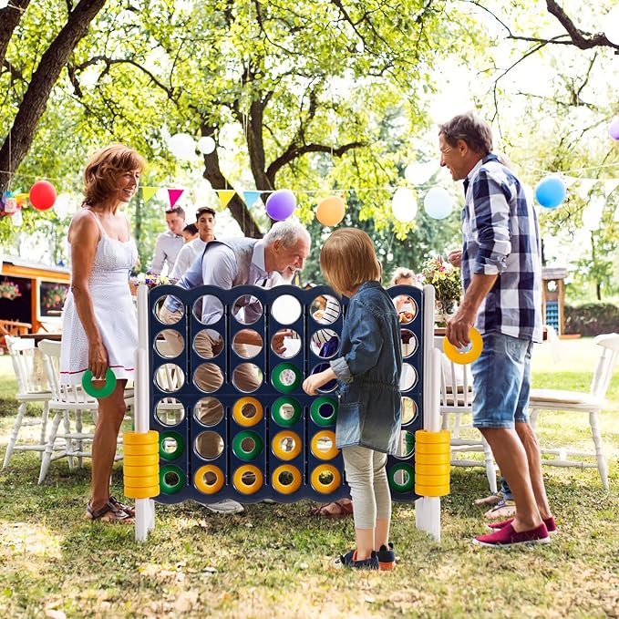 ARLIME Jumbo 4-to-Score Giant Game Set, Backyard Games for Kids & Adults, 4 in A Row W/Quick-Release lever, 42 Build-in Rings Included, Jumbo Size for Outdoor & Outdoor Play