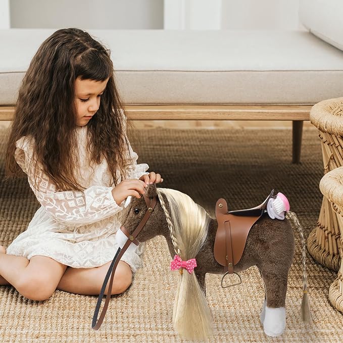 HollyHOME Horse Stuffed Animal Cute Pony Plush Pretend Play Horse Toys for Girls 11 inches Chocolate