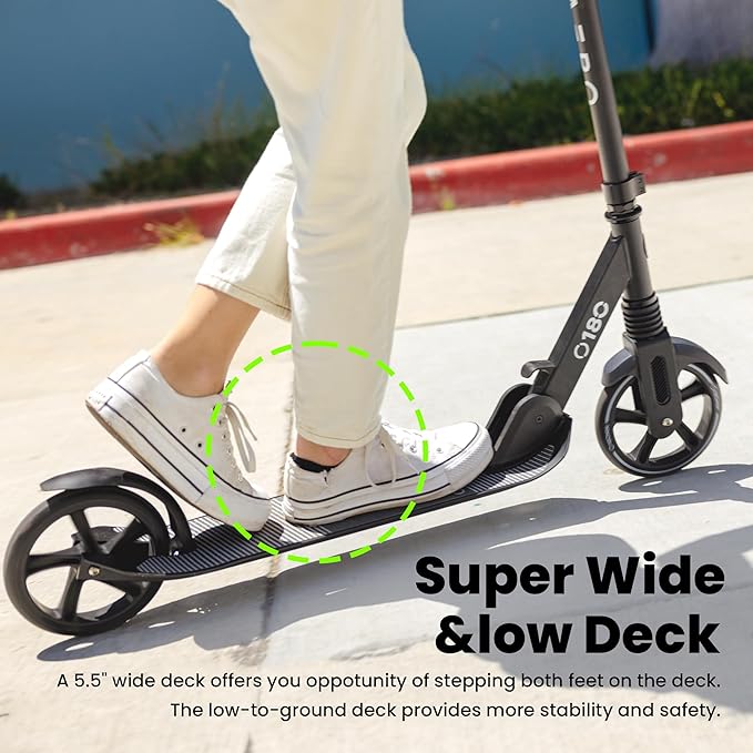 Aero Two Wheels Kick Scooters for Kids Ages 6-12, Teens and Youth. Big Wheel Scooter for Boys and Girls, with Shock Absorption, Max 176lbs, Foldable and Height Adjustable