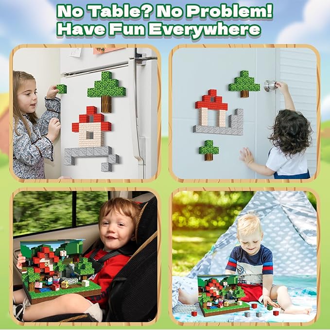 Magnetic Blocks 100PCS Magnetic Building Cubes with Multi-Functional Magnet Box Travel Set STEM Sensory Construction Toys for Boys & Girls Ages 3-5 5-7 8-12 Birthday Gifts (Forestry Farm)