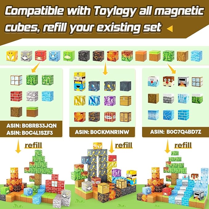Dinosaur Toys Magnetic Blocks-Build Mine Magnet World Volcano Edition Kids Toy for 3+ Year Old Boys and Girls Building Blocks Toddler Toys Games Through Jurassic Learning Sensory Toy Gifts