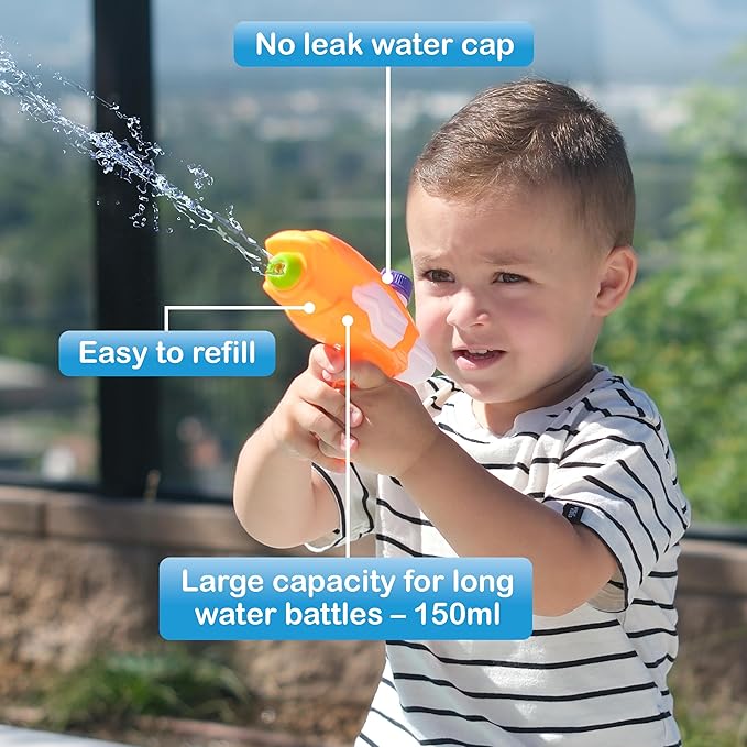 Water Squirt Gun - High Velocity Easy Refill Toy Water Gun - Water Guns for Kids - Water Pistols for Kids - Water Gun Set - Squirt Guns (6, Mix 6 Colors)