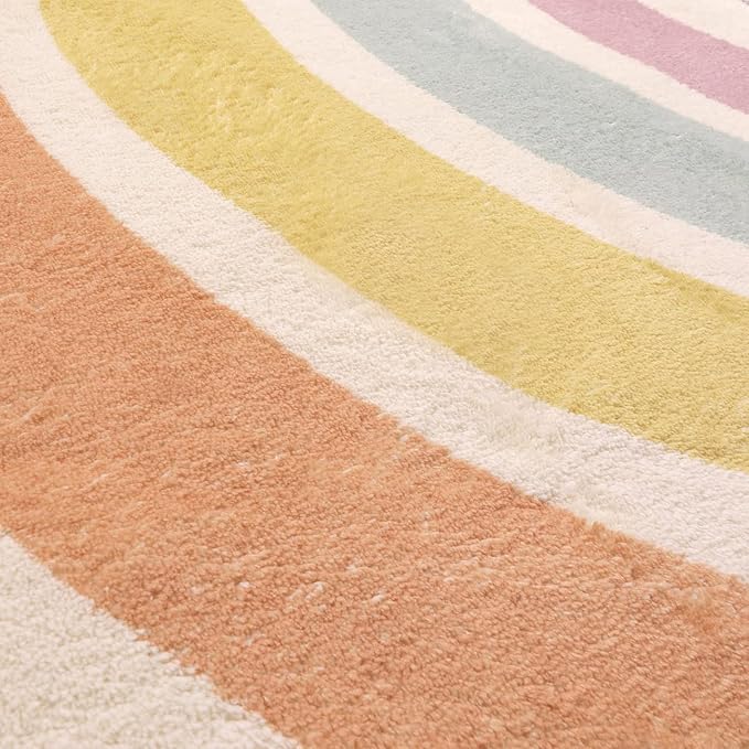 STARUIA Rainbow Rug for Baby Girls Bedroom, 55"x47" Washable Area Rug for Princess Tent Castle, Hexagon Non-Slip Nursery Rug Ultra Soft Play Carpet for Kids Room Playpen Dorm