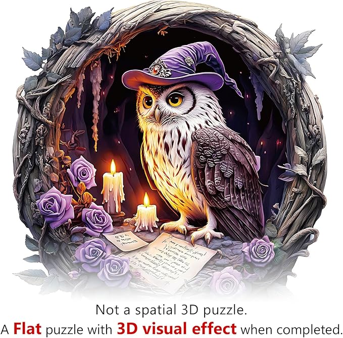 KAAYEE Wooden Puzzles for Adults 200 Pieces Wooden Owl Jigsaw Puzzles for Adult Wood Owl Puzzle Gifts for Mother's Day Adults Kids Animal Puzzle(11.4 * 11.4in)