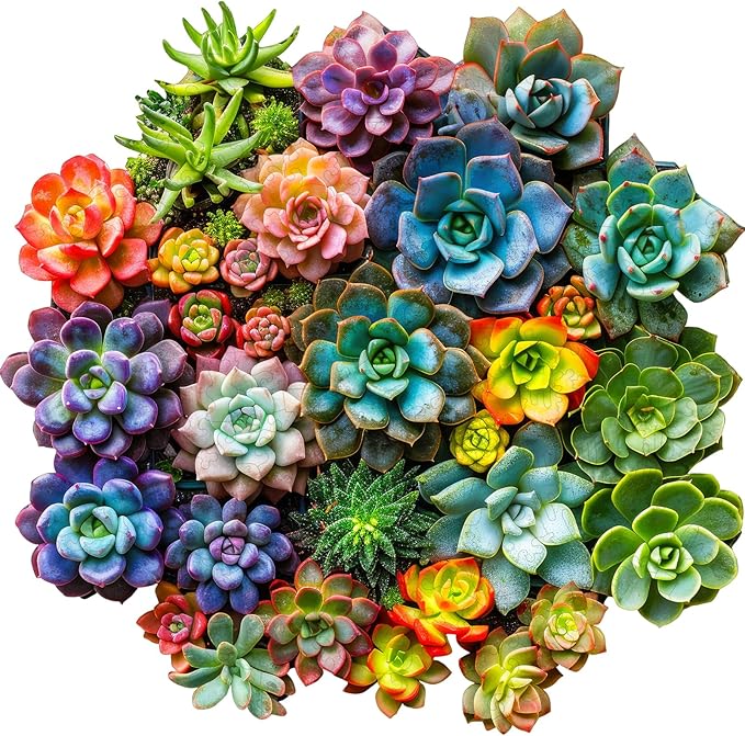 delobi Succulent Plants Wooden Puzzles, 200 Pieces Jigsaw Puzzles 11.2'' x11'', Unique Design Liberty Wooden Puzzles for Adults and Kids, Family Game Gift Medium Size