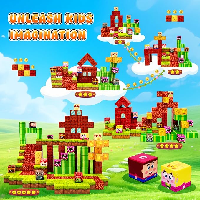 Magnetic Blocks Building Toys for Kids: Magnetic Blocks for Kids Ages 4-8, 1" Magnet Cubes, STEM Sensory Toys for Boys & Girls, Christmas Birthday Gifts for Kid Ages 3+