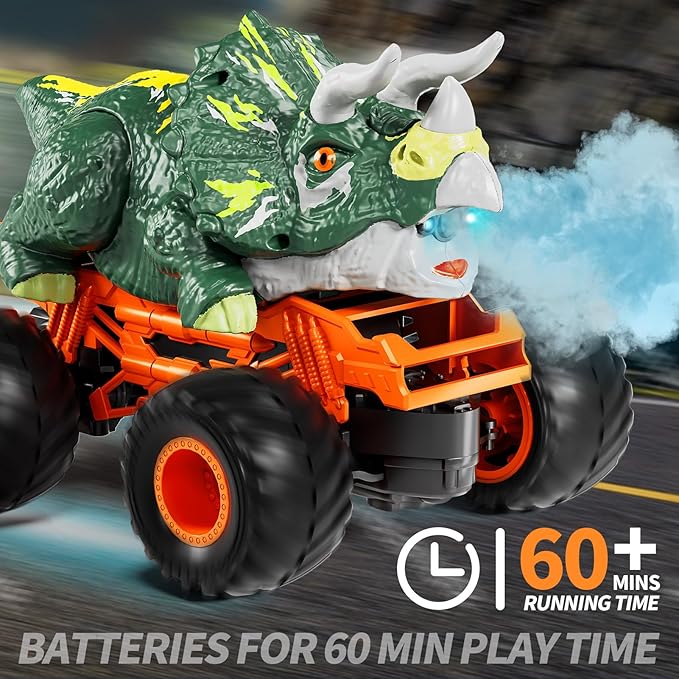 2.4GHz Remote Control Dinosaur Car Toys Gifts for 3 4 5 6 Year Old Boys Kids, Remote Control Dinosaur Car Trucks Toys for Kids Boys 3-5 4-7 8-12, Dinosaur Toys for 3 4 5 Year Old Boys
